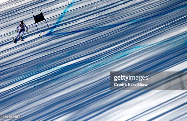 Anna Fenninger of Austria in action during the Alpine Skiing Women's Super-G on day 8 of the Sochi 2014 Winter Olympics at Rosa Khutor Alpine Center...