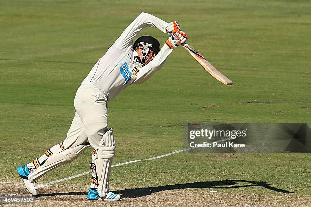 Sam Whiteman of the Warriors bats during day four of the Sheffield Shield match between the Western Australia Warriors and the Tasmania Tigers at the...