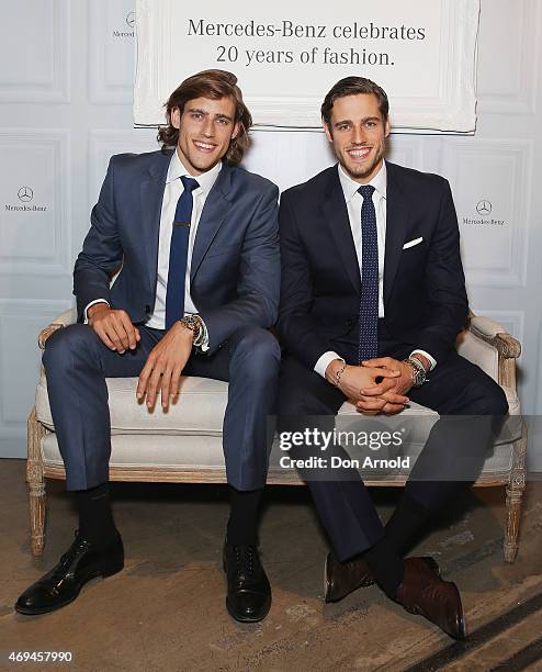 Zac Stenmark and Jordan Stenmark attend the Mercedes-Benz Presents Dinner following the Ellery Show at Mercedes-Benz Fashion Week Australia 2015 at...