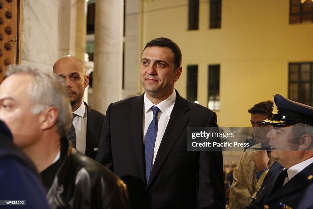 Vassilis Kikilias (centre), the former Minister for Public...