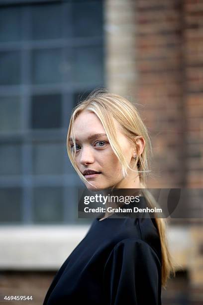 Model Gemma Ward attends the Mercedes-Benz Presents Ellery show at Mercedes-Benz Fashion Week Australia 2015 at Carriageworks on April 12, 2015 in...