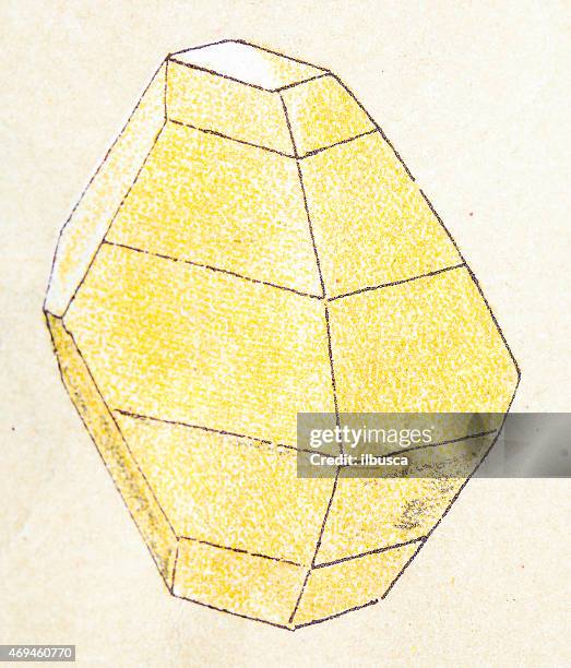 yellow mineral stone antique illustration - trasparente stock illustrations