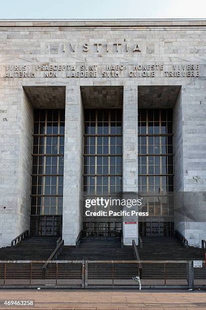 The facade of Palace of Justice, where three victims died at the hands of Claudio Giardiello, on Thursday, who shot inside the Court.