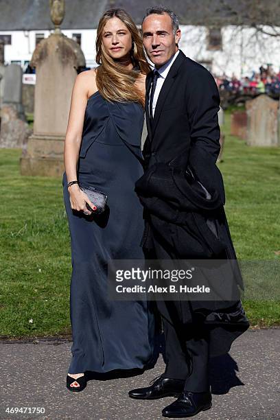 Martina Klein and Alex Corretja arrive at Dunblane Cathedral for wedding of Andy Murray and Kim Sears on April 11, 2015 in Dunblane, Scotland.