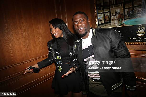 Antonia Wright and Kevin Hart attend the Mixology Suite during NBA All-Star Weekend 2014 at The Ritz-Carlton New Orleans on February 14, 2014 in New...
