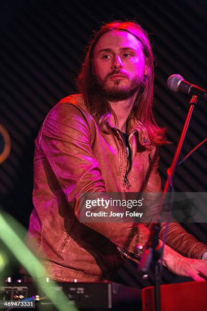 Stephen Buckle of the American alternative rock band Saints Of Valory perform in front of a soldout crowd at Radio Radio on February 14, 2014 in...