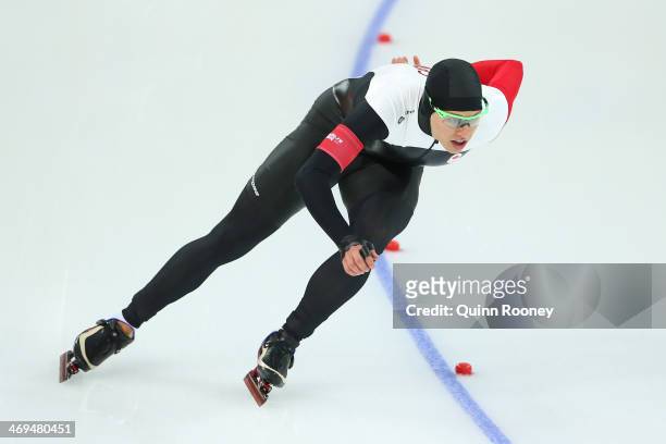 Mathieu Giroux of Canada competes during the Men's 1500m Speed Skating event on day 8 of the Sochi 2014 Winter Olympics at Adler Arena Skating Center...