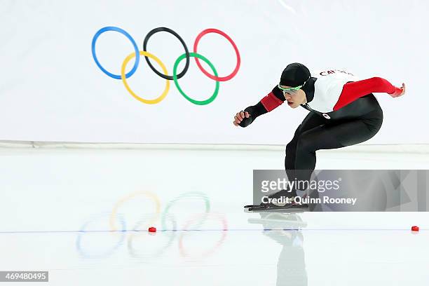 Mathieu Giroux of Canada competes during the Men's 1500m Speed Skating event on day 8 of the Sochi 2014 Winter Olympics at Adler Arena Skating Center...