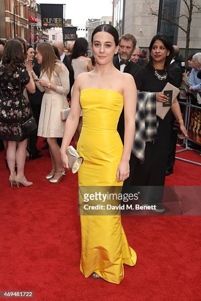 Phoebe Fox attends The Olivier Awards at The Royal Opera House on April 12, 2015 in London, England.