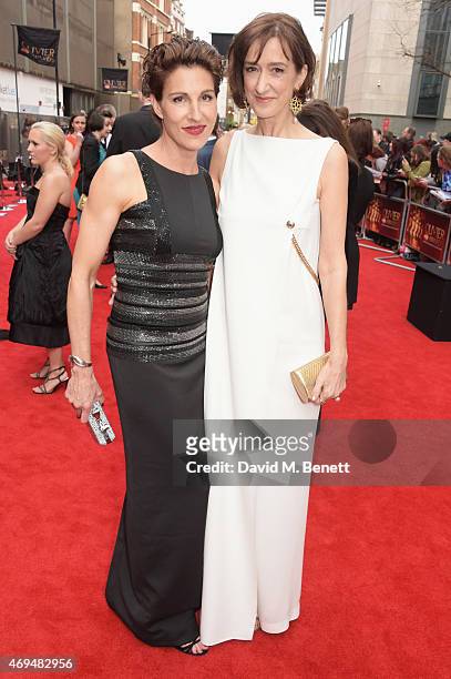 Tamsin Greig and Haydn Gwynne attend The Olivier Awards at The Royal Opera House on April 12, 2015 in London, England.