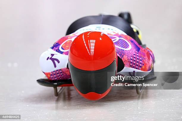 Frank Rommel of Germany makes a run during the Men's Skeleton on Day 8 of the Sochi 2014 Winter Olympics at Sliding Center Sanki on February 15, 2014...