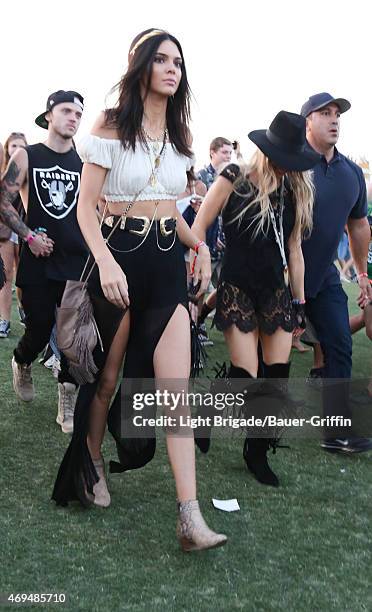 Kendall Jenner is seen at Coachella Valley Music and Arts Festival at The Empire Polo Club on April 11, 2015 in Indio, California.