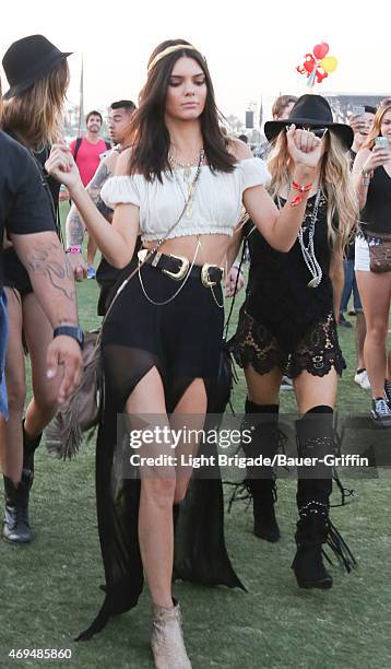 Kendall Jenner is seen at Coachella Valley Music and Arts Festival at The Empire Polo Club on April 11, 2015 in Indio, California.