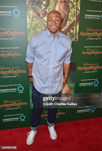 Actor J.R. Martinez attends the world premiere Of Disney's "Monkey Kingdom" at Pacific Theatres at The Grove on April 12, 2015 in Los Angeles,...