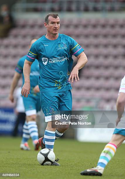 Former Northamptonshire and England cricketer Mal Loye in action during the Leon Barwell Foundation Charity Football match at Sixfields Stadium on...