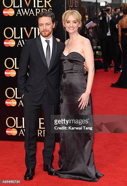 James McAvoy and Anne-Marie Duff attend The Olivier Awards at The Royal Opera House on April 12, 2015 in London, England.