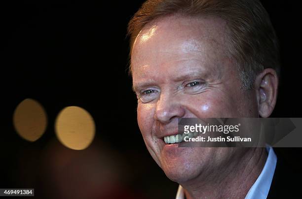 Former U.S. Sen. Jim Webb looks on during a fundraiser for Iowa House Democrats representatives Todd Prichard and Sharon Steckman at CHOP Restaurant...