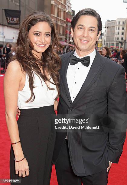 Nathalia Chubin and Adam Garcia attend The Olivier Awards at The Royal Opera House on April 12, 2015 in London, England.