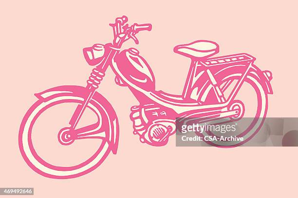 illustrazioni stock, clip art, cartoni animati e icone di tendenza di ciclomotore - moped