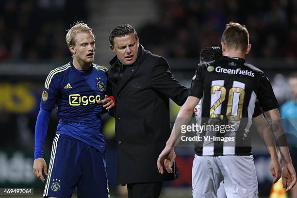 , Nicolai Boilesen of Ajax, Coach John Stegeman of Heracles Almelo during the Dutch Eredivisie match between Heracles Almelo and Ajax Amsterdam at...