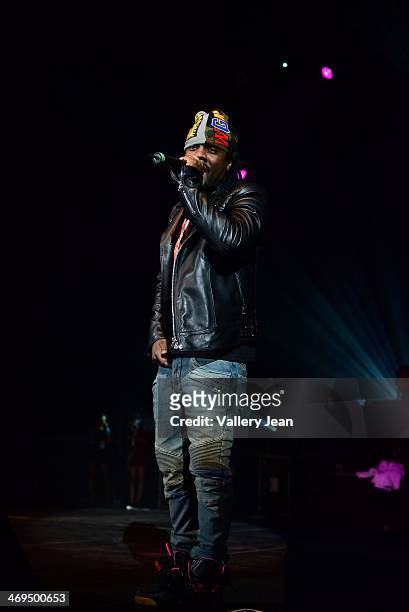 Wale performs during valentines day at Bank United Center on February 14, 2014 in Miami, Florida.