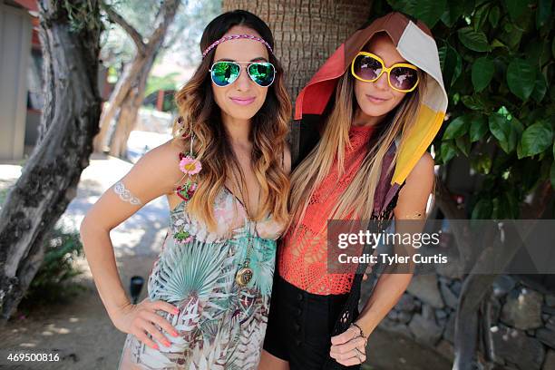 Becca Sopher and model Sharni Vinson attend The Retreat At The Sparrows Lodge on April 12, 2015 in Palm Springs, California.