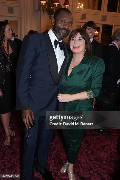 Lenny Henry and Lisa Makin attend The Olivier Awards after party at The Royal Opera House on April 12, 2015 in London, England.