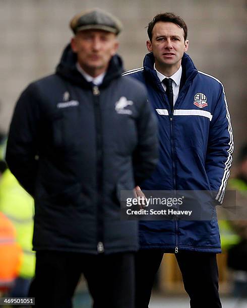 Bolton manager Dougie Freedman during the Sky Bet Championship match between Millwall and Bolton Wanderers at The Den on February 15, 2014 in London,...