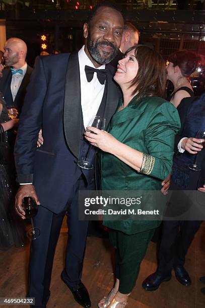 Lenny Henry and Lisa Makin attend The Olivier Awards after party at The Royal Opera House on April 12, 2015 in London, England.
