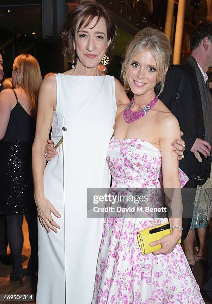 Haydn Gwynne and Emilia Fox attend The Olivier Awards after party at The Royal Opera House on April 12, 2015 in London, England.