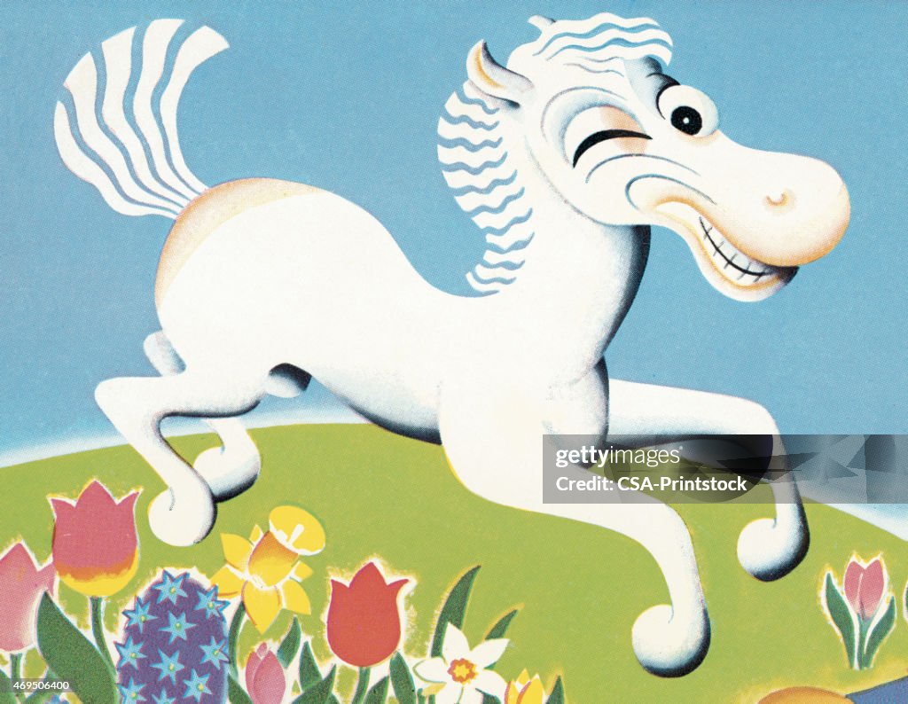 Winking White horse