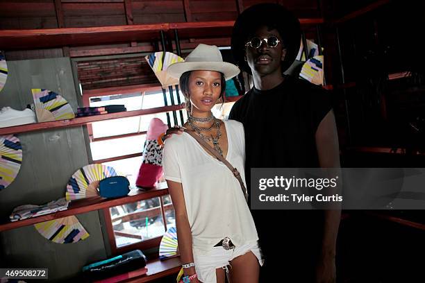 Model Adesuwa Aighewi and musician Moses Sumney attend The Retreat At The Sparrows Lodge on April 12, 2015 in Palm Springs, California.