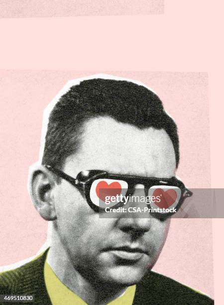 man with glasses - single life stock illustrations
