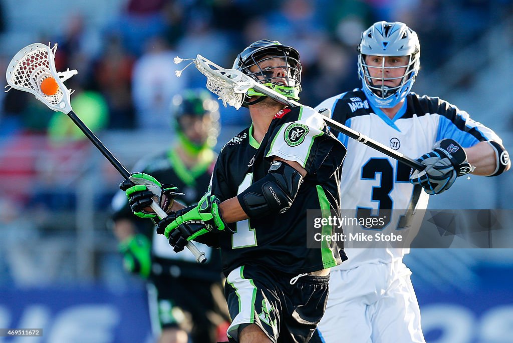 Ohio Machine Brian Farrell of the Ohio Machine defends against JoJo Marasco of the ...