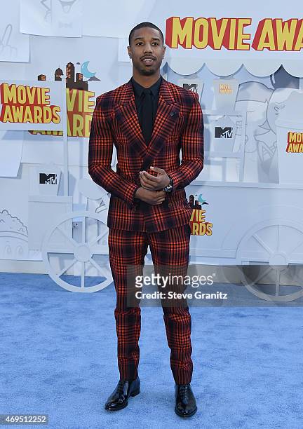 Actor Michael B. Jordan attends the 2015 MTV Movie Awards at Nokia Theatre L.A. Live on April 12, 2015 in Los Angeles, California.