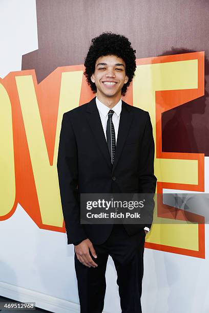 Actor Justice Smith attends The 2015 MTV Movie Awards at Nokia Theatre L.A. Live on April 12, 2015 in Los Angeles, California.