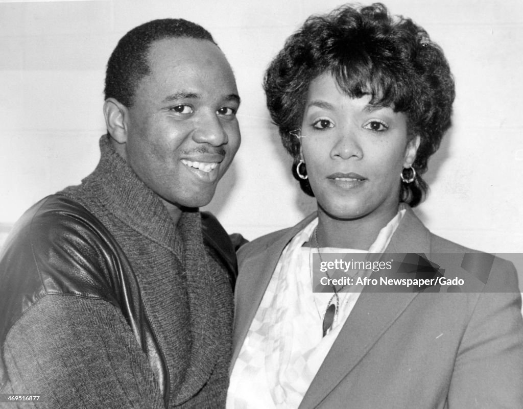 Freddie Jackson, R&B soul singer, with a woman at a concert held at