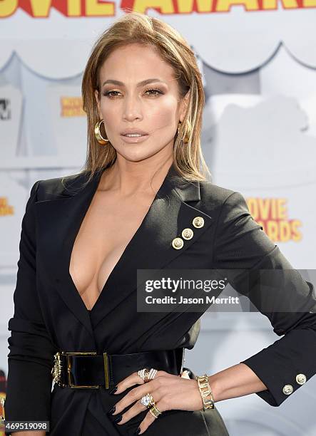 Singer/actress Jennifer Lopez attends The 2015 MTV Movie Awards at Nokia Theatre L.A. Live on April 12, 2015 in Los Angeles, California.