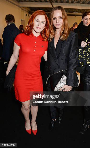 Katy B and Stella McCartney attend the Hunter Original AW 2014 Show at Ambika P3 Gallery, University of Westminster, on February 15, 2014 in London,...