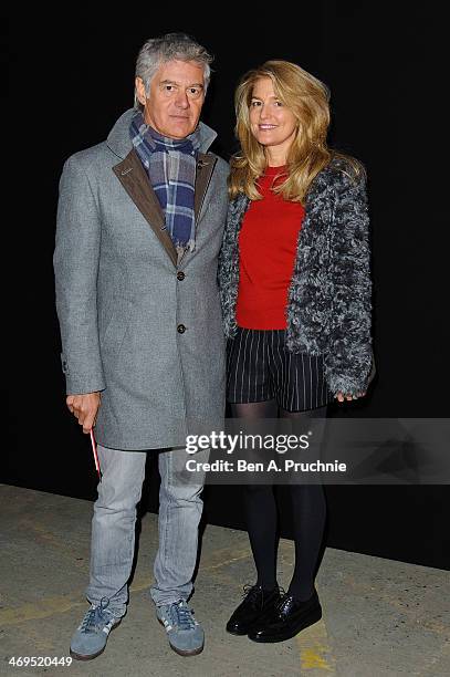 John Frieda and Avery Agnelli attend the Hunter Original show at London Fashion Week AW14 at University of Westminster on February 15, 2014 in...