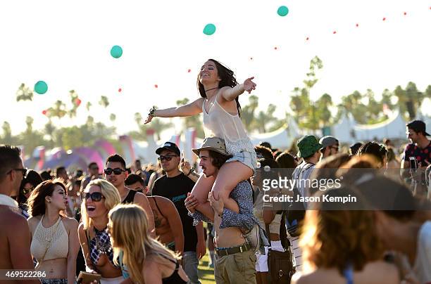 Music fans attend day 3 of the 2015 Coachella Valley Music & Arts Festival at the Empire Polo Club on April 12, 2015 in Indio, California.