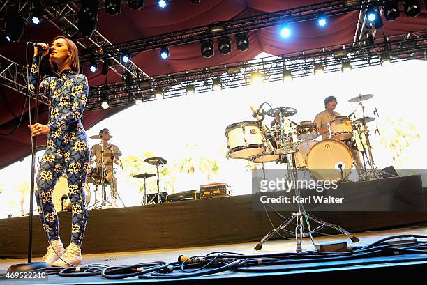 Singer Yelle performs onstage during day 2 of the 2015 Coachella Valley Music & Arts Festival at the Empire Polo Club on April 11, 2015 in Indio,...