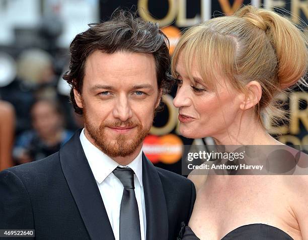 Anne-Marie Duff and James McAvoy attend The Olivier Awards at The Royal Opera House on April 12, 2015 in London, England.