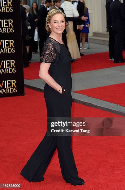 Tamzin Outhwaite attends The Olivier Awards at The Royal Opera House on April 12, 2015 in London, England.