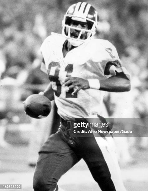 Photograph of Art Monk, football player for the Washington Redskins, 1980.