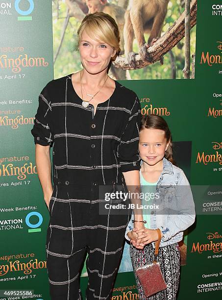 Katie Aselton and Ora Duplass attend the world premiere of Disney's 'Monkey Kingdom' at Pacific Theatres at The Grove on April 12, 2015 in Los...