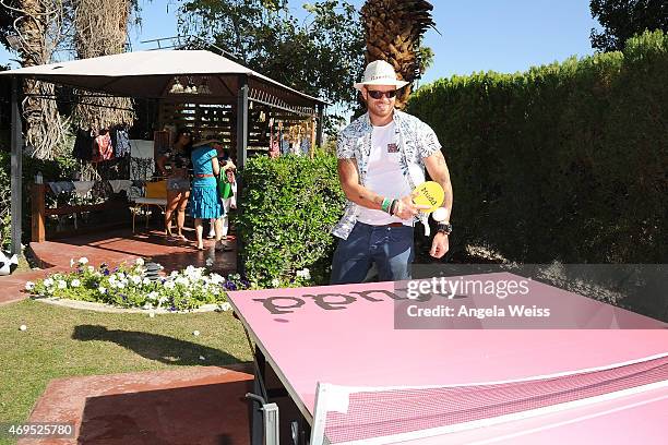 Actor Kellan Lutz attends The Music Lounge, Presented By Mudd & Op event on April 12, 2015 in Palm Springs, California.