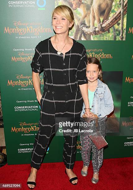 Katie Aselton and Ora Duplass attend the world premiere of Disney's 'Monkey Kingdom' at Pacific Theatres at The Grove on April 12, 2015 in Los...