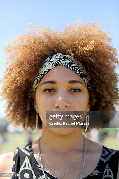 Nia Anders of Rino, NV wearing Forever 21 earings and Melting Pot Emporium headband at the 2015 Coachella Valley Music and Arts Festival - Weekend 1...