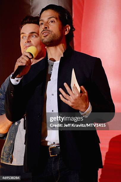 Actor Adam Rodriguez speaks at The 2015 MTV Movie Awards at Nokia Theatre L.A. Live on April 12, 2015 in Los Angeles, California.